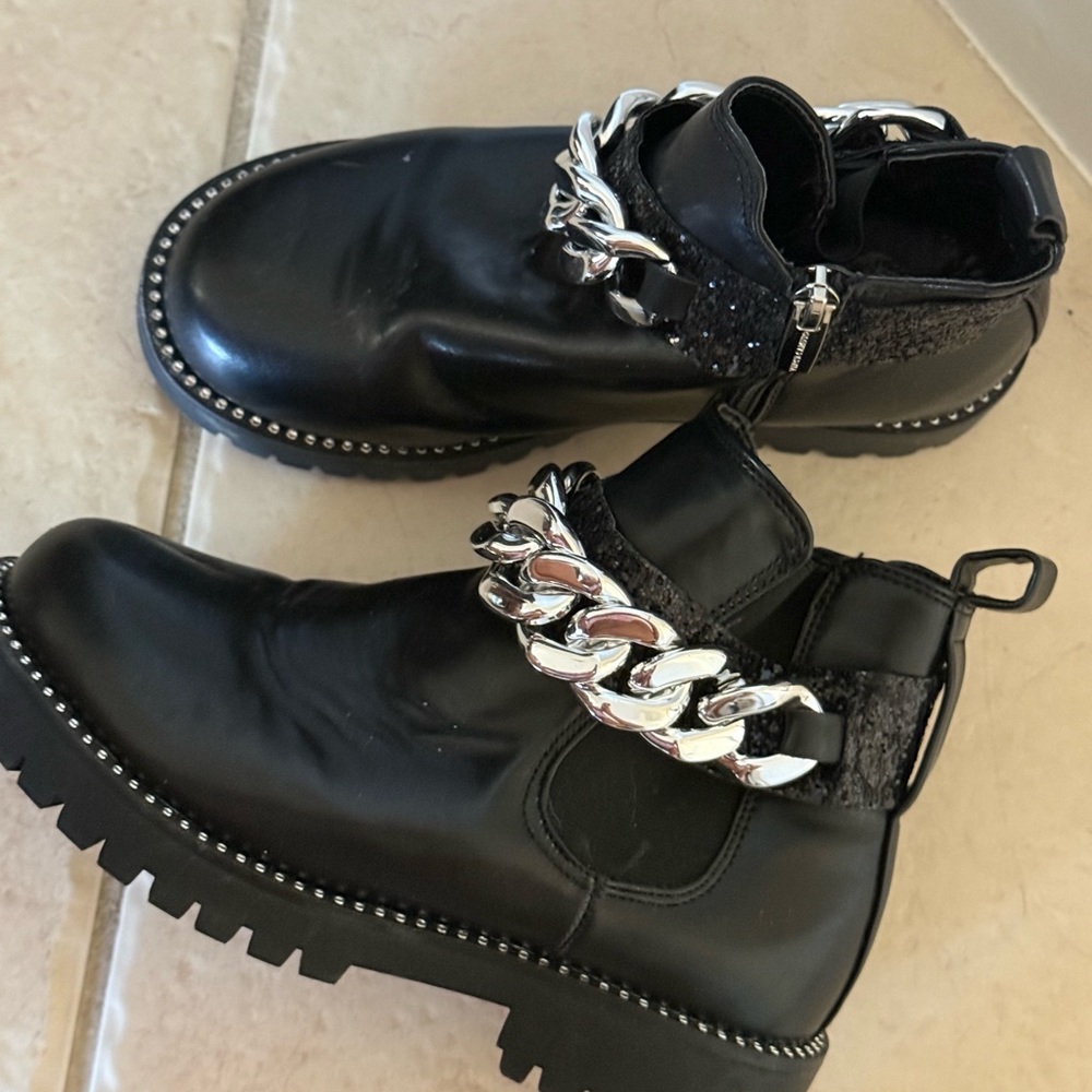 Vince Camuto Black Ankle Boots with Silver Accents
